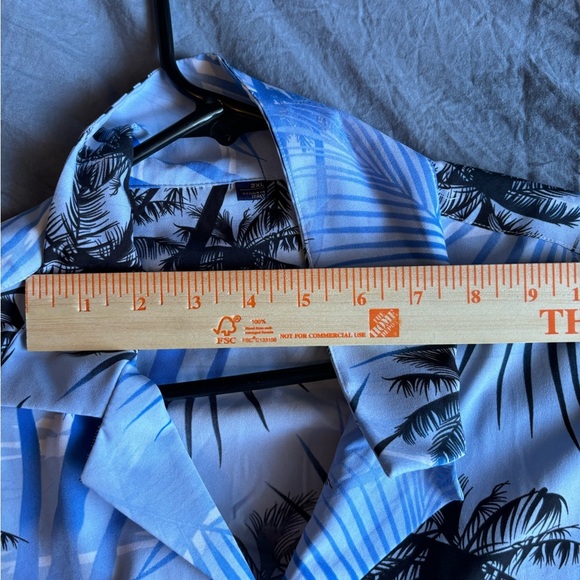 Vintage Italian Full Print Men’s Graphic Dress Shirt Button Up 2XL Beach Blue - Picture 13 of 15